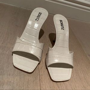 SCHUTZ pearl slip-on heels in size 8